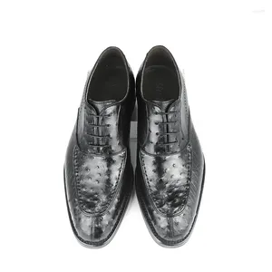 Chaussures décontractées Sipriks luxe peau d'autruche noir hommes d'affaires bureau à lacets Oxfords Gentleman chaussures robe de mariage costume pour hommes