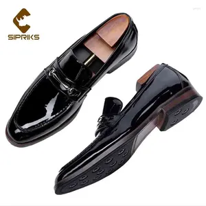 Chaussures décontractées sipriks hommes brillants élégants noirs slip-on-lifers en cuir breveté chaussure de chaussure garçon de mariage messages