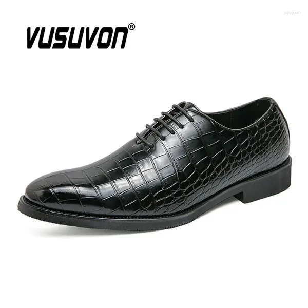 Chaussures décontractées Taille 38 à 46 Mens Oxford Wing Tip de la mode de luxe en cuir authentique Lacet Up Business Office Robe noire pour garçons