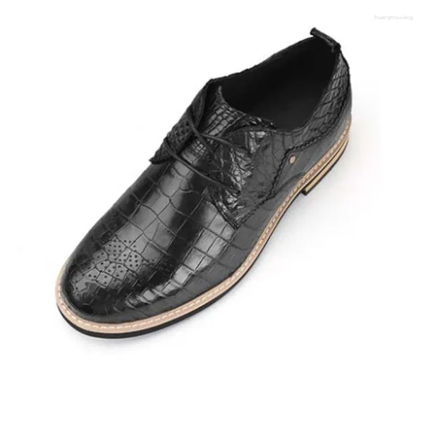 Chaussures décontractées Sl Crocodile Cuir Men Homme High-Grade Manual Business Youth Youth High Help Black Loisking Shoe Tide