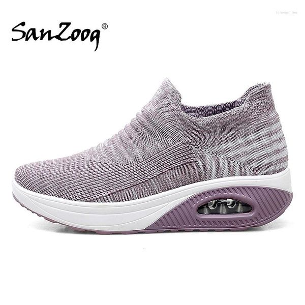 Chaussures décontractées Slip on Fashion Sneakers chaussettes pour femmes Air Mesh Flats printemps été 2024 Black Rose Purple