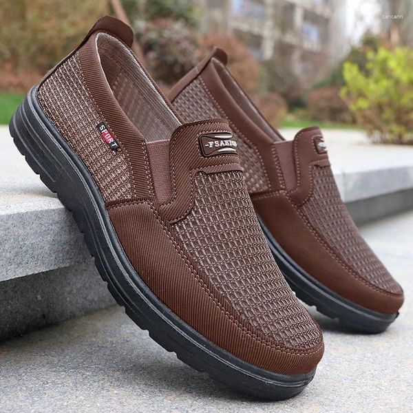 Zapatos casuales hombres slip-on summer estilo malla de malla para enredaderas holgazanas vulcanizadas