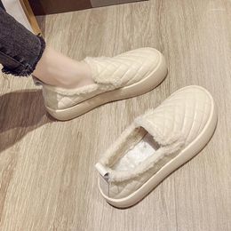 Chaussures décontractées Slip on Sneakers Wink's Winter Fur Lefu 2024 Bottes de mode plate-forme chaude en peluche femme femme