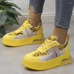 Casual Schoenen Slangenprints Chunky Sneakers Vrouwen Luchtkussen Platform Gevulkaniseerd Vrouw PU Leer Antislip Dikke Zool 2024