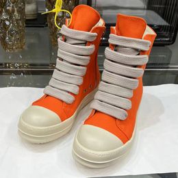 Casual schoenen sneaker designer laars outdoorschoen oranje herenschoenen dikke hoge platform sneakers lage top dames lederen schoenen rick jumbo geregen dames sneaker