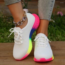 Casual schoenen sneaker voor vrouwen brei mesh sport dames ademende sneakers elasticiteit mode herfst winter 2024