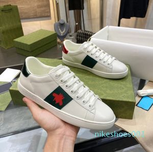 Casual Schoenen sneaker Dames Witte Platte Leren Schoen Groen Rode Streep Geborduurde Tijger Slang Koppels Trainers Chaussures