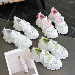 Casual schoenen sneakers voor vrouwen rond teen lucht mesh veter sportmix kleur waterbestendig platform eenvoudig mode mode wild