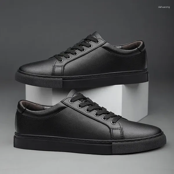 Chaussures décontractées baskets hommes en cuir véritable hommes chaussures pour homme plates mode noir blanc Tenis Masculino Skateboard