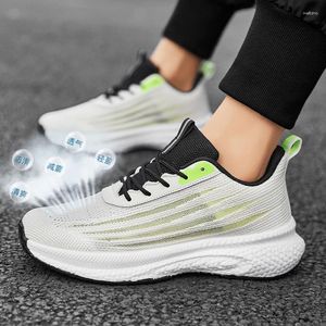 Vrijetijdsschoenen Sneakers Heren Hardlopen Lichtgewicht Mesh Ademend Fluorescerend Groen Comfortabel Joggen Zomer Wit