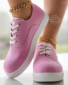 Casual schoenen sneakers dames oogje veter ronde teen canvas