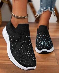 Chaussures décontractées Sneakers Femme pour la plate-forme ornée de strass de femme Trièce en ruissellement de cristal doux fond plat respirant