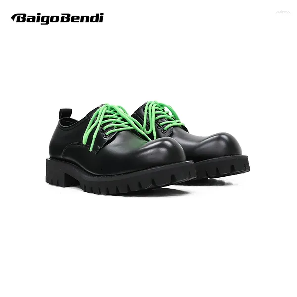 Chaussures décontractées Green à lacets modernes en cuir masculin moderne Daily Homme à la mode accéléré Big Toe Oxfords