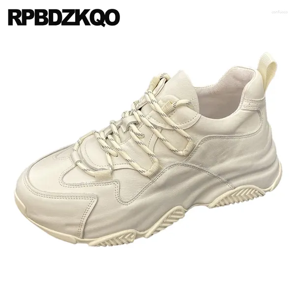 Zapatos casuales deportivos plataforma europea de alta calidad enredaderas zapatillas de zapatillas de tendencia tendencia de cuero real entrenador de pelús famosos