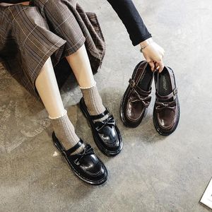 Chaussures décontractées de printemps pour filles, mocassins plats en cuir avec nœud noir et marron, uniforme japonais, mocassins de Cosplay simples