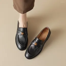 Zapatos casuales primavera y otoño slip-on shoe tacón cuadrado de cuero europeo americano de cuero grueso soleado