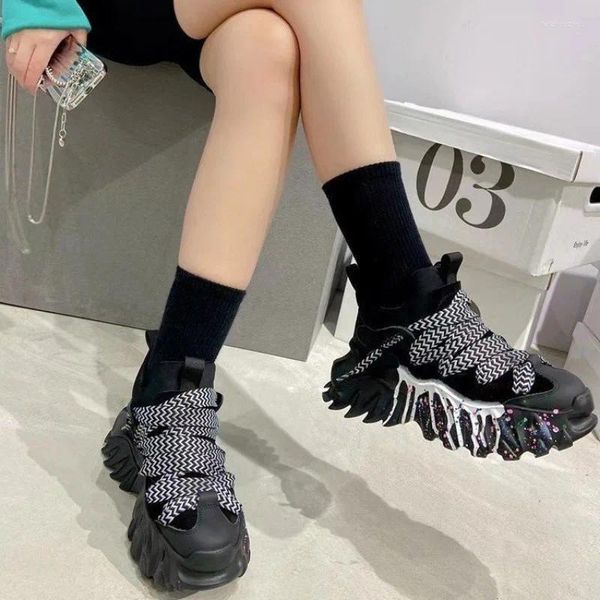 Chaussures décontractées printemps automne 8 cm super hihg wedge femme baskets femelle boucle de crochet sneaker plateforme confortable