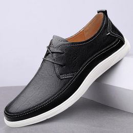 Zapatos casuales primavera otoño caballero Oxfords cuero con cordones al aire libre artículos de lujo hombres moda Formal negocios pisos masculinos