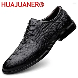 Chaussures décontractées printemps automne, cuir authentique en cuir oxford mâle abiye crocodile motif de bal de soirée robes longues douces