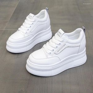 Casual schoenen lente herfst wit verborgen wig hakken vrouw 8 cm platform lift lift high-haken loop sneakers dames 2024