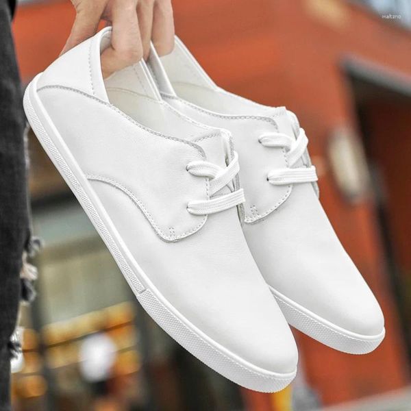 Zapatos casuales Primavera Otoño Mocasines blancos con cordones Diseñador de cuero Confort Mocasines planos de alta calidad