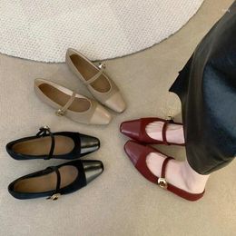 Mary Jane – chaussures décontractées de styliste pour femmes, élégantes, bout carré, robe plate à la mode, ballerines d'extérieur, printemps