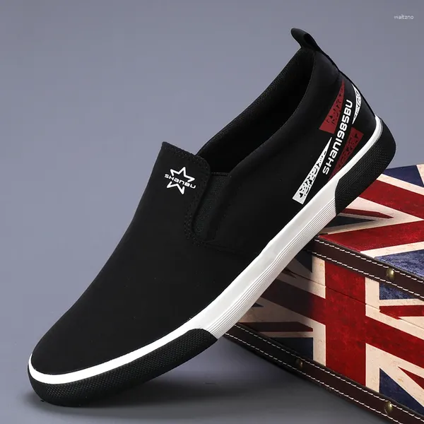 Zapatos casuales Spring Flat Black Vulcanizad Men bajo Slip-On Mens EMPADRILLES BRAENTABLE PNIATORIOS MAL MAL ZAPATOS HARBRE