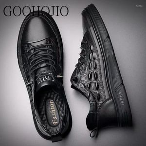 Zapatos informales de primavera de cuero genuino con estampado de cocodrilo, zapatillas de deporte para hombre, botas para hombre, moda de lujo de vaca