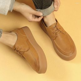 Chaussures décontractées printemps haute qualité hommes en cuir semelle épaisse augmentation de 5 cm Style britannique à lacets chaussure cousue à la main
