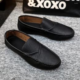 Chaussures décontractées Men de printemps Tenture de chaussures en cuir Version coréenne Version 2024 Semelle douce pour Zapatillas de Hombre Chaussure Homme