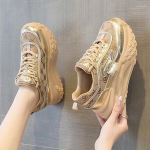 Casual schoenen lente/zomer verhoogde papa's schoen voor vrouwen 2024 dames kleurrijke retro dikke zool kleine atletisch platform sneakers