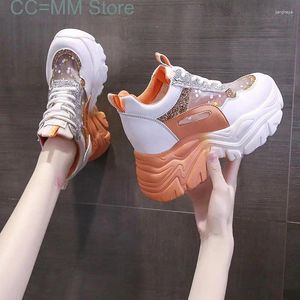 Chaussures décontractées Spring Femmes Chunky Sneakes Breathable Mesh 9cm Hedge Talons Plateforme Femme Sports Papa