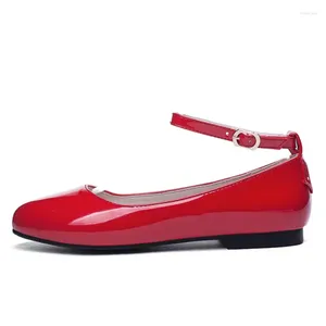 Chaussures décontractées Spring Femmes plate élégante Red Pink White Blancs Flats Footwear Footwear Stracles de cheville Dance Medames