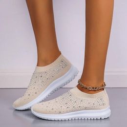 Chaussures décontractées Spring Women Sneakers Fashion Crystal Bling Slip on Sock Trainers Summer Vulcanize Shoe Zapatillas Mujer