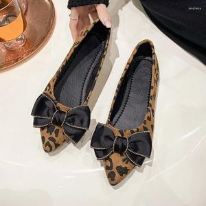 Casual schoenen lente dames flat -Bottomed luipaard print veelzijdige boog comfortabele mode dames single single