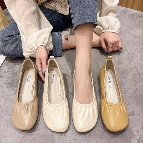 Chaussures décontractées orteil carré grand-mère baskets Mary Janes Slip on mocassins élastique Pu en cuir Pu Femme Femme Wood Talons Loafers 2024