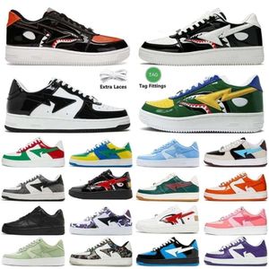 Chaussures décontractées Sta Sk8 Low Hommes Cuir Verni Shark Noir Blanc Rouge Bleu Vert Orange Camouflage Skateboarding Jogging Sports Star Baskets 36-45