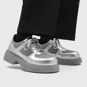 Casual schoenen Stage unisex brede teen Barefoot Zero Drop Leather Fashion Breather Dikke Soly Silvery Mens