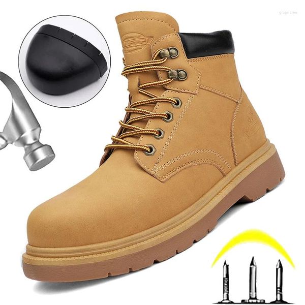 Chaussures décontractées Toe en acier Sécurité de haute qualité Bottes d'armée en cuir Men Anti-Piercing Travail Combat Anti-Smash Boot tactique