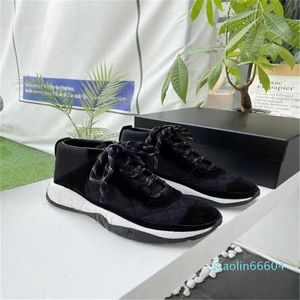 Chaussures décontractées Stretch Trainer Baskets respirantes Velours Cuir de veau Noir Mesh Lace-Up Designer Womens Augmenté