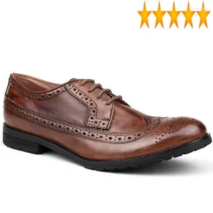 Chaussures décontractées Style England Top Retro Quality Mens Cow Geothe Great Leather Brogue mâle Lacet Up Round Toe Breathable Wing Tip