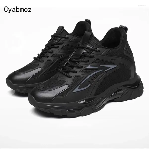 Zapatos casuales estilo para hombres 8cm 10cm altura interior creciente cómodos deportes tacones súper altos zapatillas de deporte masculinas