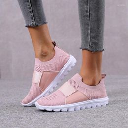 Chaussures décontractées Style Sneakers pour femmes Jersey Flat Summer Slippery Vulcanie Light Mesh Breathable Running Shoe