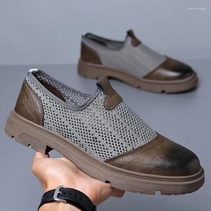 Chaussures décontractées Été 2024 hommes Mesh Breathable Walking Mens Black Slip on For Rubber Sole Youth Fashion Shoe