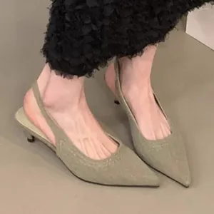 Casual schoenen zomer 2024Womens sexy puntige teen eenvoudige solide kleur dames buiten ondiepe slip-on dames sandalen groot formaat