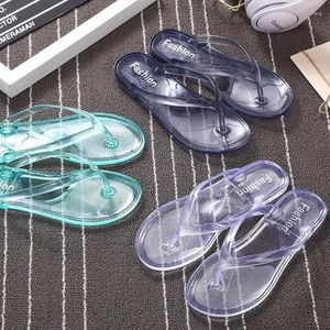 Zapatos Casuales Verano Playa Chanclas Transparentes Planas Niñas Zapatillas Transparentes Jalea Femenina Color Liso Chanclas para Mujer Diapositivas para Mujer