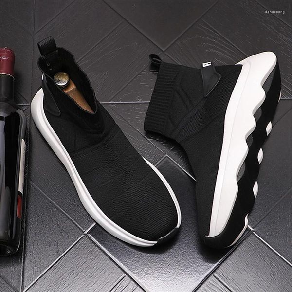 Chaussures décontractées Summer Black Men Sock High Tops Trainers Zapatillas Hombre