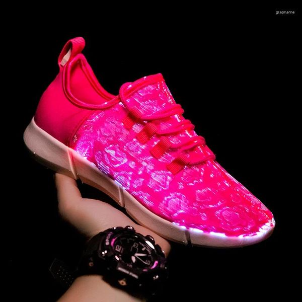 Zapatos casuales Zapatillas luminosas de verano para niños, niñas, niños, hombres, mujeres, luz LED, noche para niños, intermitente, carga USB, tamaño 25-46