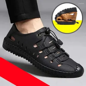 Casual schoenen zomer mannen holle ademende sport zacht zool lederen buitengat sandalen papa