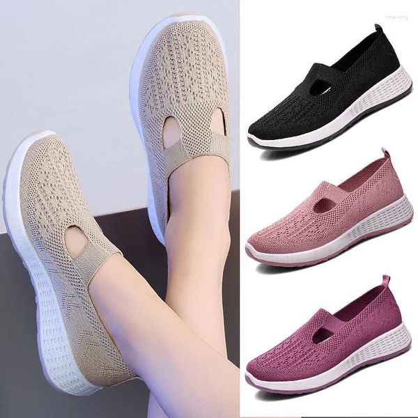 Chaussures décontractées Maille d'été Sneakers respirants Femmes Light Slip on Ladies Locks Chaussettes Zapatillas Mujer